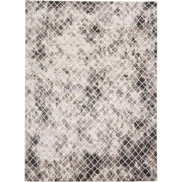 HomeRoots 7 ft. x 10 ft. Gray and Ivory Abstract Area Rug