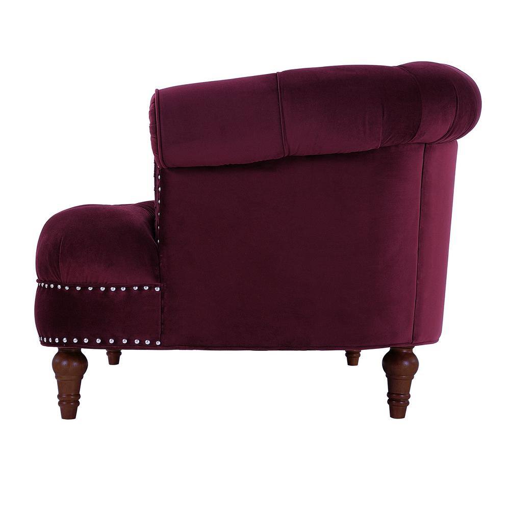Burgundy Velvet Tufted Chesterfield Loveseat with Nailhead Trim