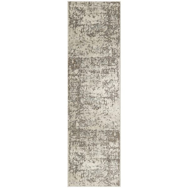 Nourison Concerto Ivory Beige 2 ft. x 10 ft. Abstract Contemporary Runner Area Rug