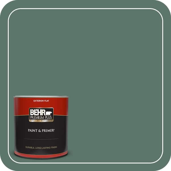 BEHR PREMIUM PLUS 1 qt. #S420-6 Pine Brook Flat Exterior Paint & Primer