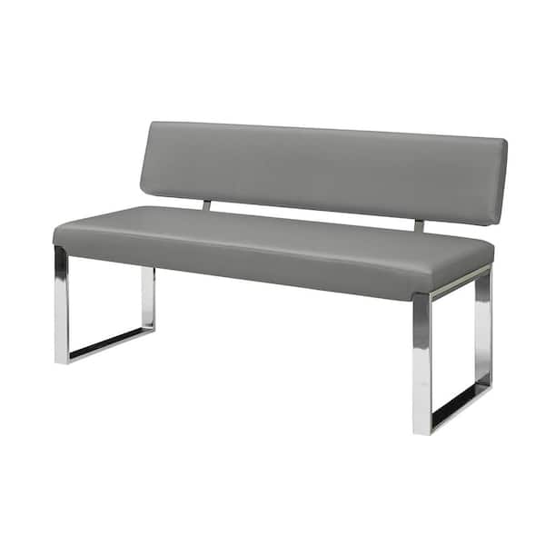 Inspired Home Coraline Gray Bench with Upholstered Velvet 29 in. H x 23 in. W x 50 in. D