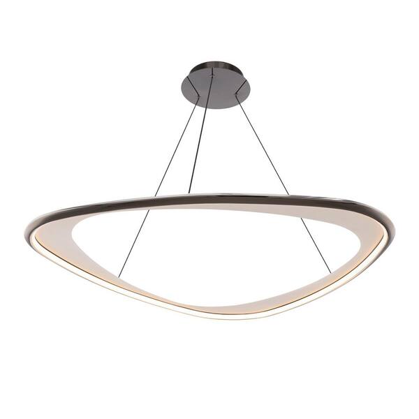 Oyster 42 in. 1-Light Black Chrome Integrated LED Pendant Light Silicone Shade Selectable 4CCT 2700K-3000K-3500K-4000K