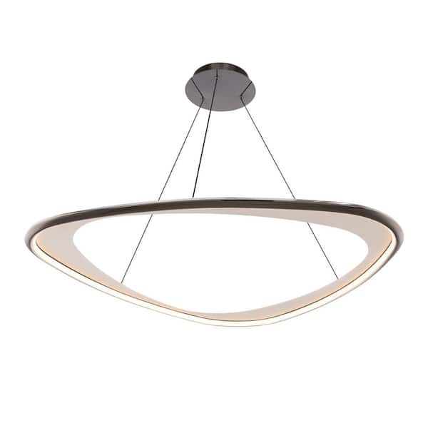 Oyster 42 in. 1-Light Black Chrome Integrated LED Pendant Light Silicone Shade Selectable 4CCT 2700K-3000K-3500K-4000K