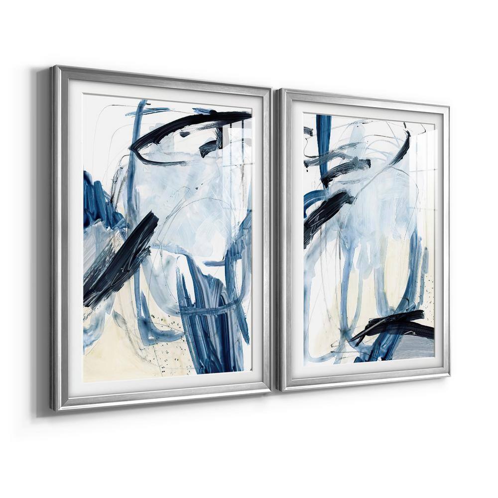 Indigo Swash I Silver Framed Abstract Paper Art Print Set