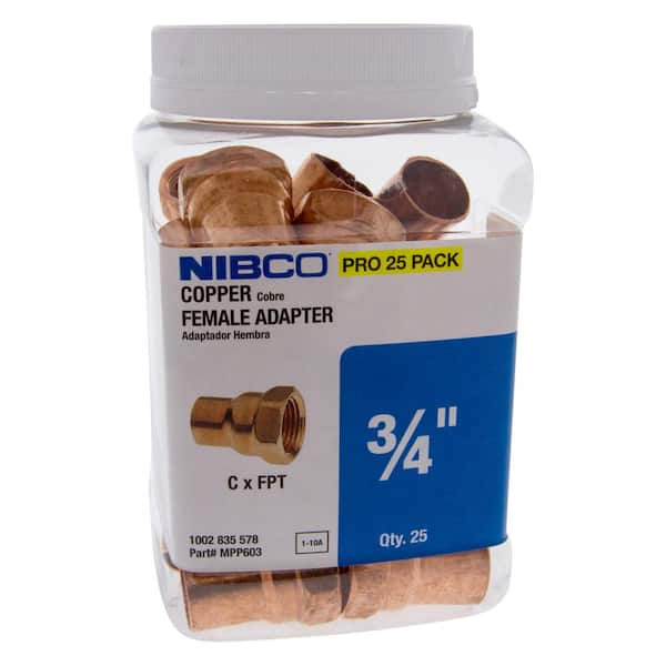 Everbilt 603 3/4 in. x 3/4 in. Wrot Copper Cup X FIP Adapter Pro Pack (25-Pack)