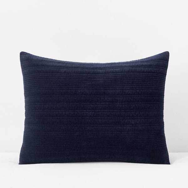 Line Stitch Velvet Quilted Sham - Navy, King