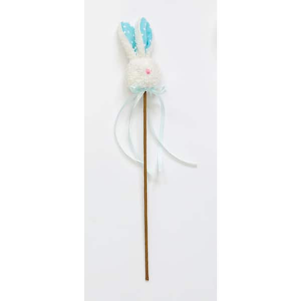 Unbranded 5 in Fluffy Bunny Head with Ears on 12 in Stem, Set of 12