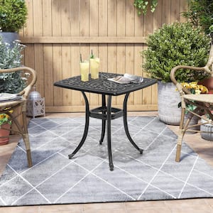 All-weather Square Black Aluminum Patio End Table Outdoor Side Table