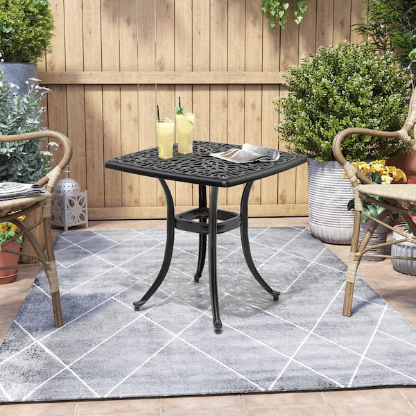 Pellebant All-weather Square Black Aluminum Patio End Table Outdoor Side Table