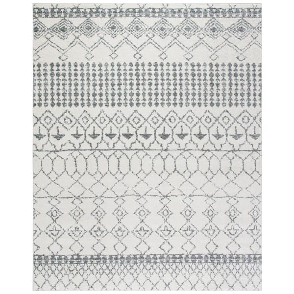 SAFAVIEH Tulum Ivory/Gray 9 ft. x 12 ft. Geometric Diamond Tribal Area Rug