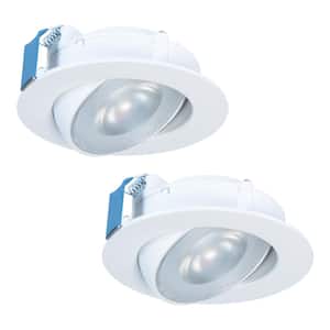 HLA 4 in. Selectable CCT (2700K-5000K) Integrated LED Canless Recessed Light Trim Narrow Beam Adjustable Gimbal (2-Pack)