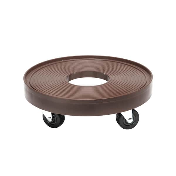 Devault Enterprises 12 in. Round HDPE Espresso Plant Dolly/Caddy with Hole