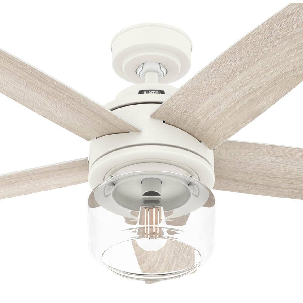 Margo 52" Textured White Ceiling Fan with Light Oak Blades and Remote