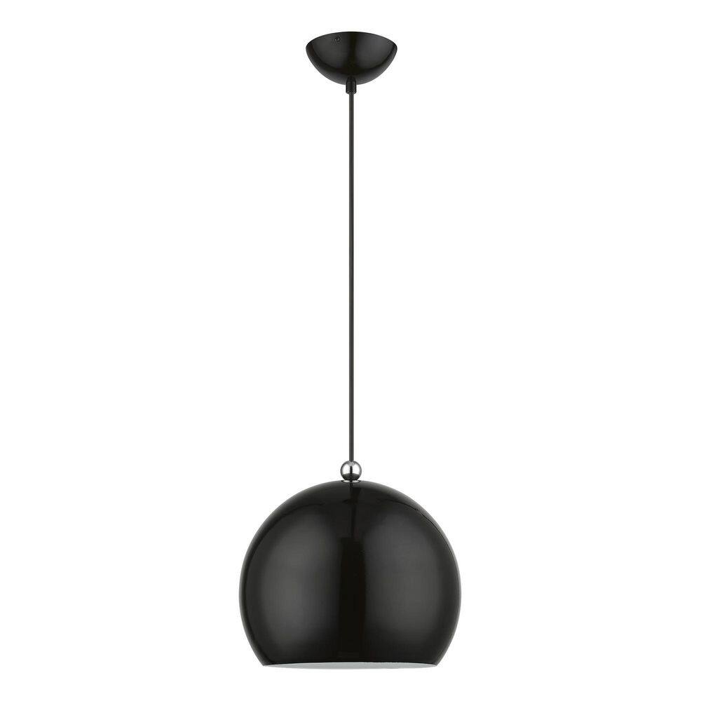 Stockton 11.75" Black and White Globe Pendant with Chrome Accents
