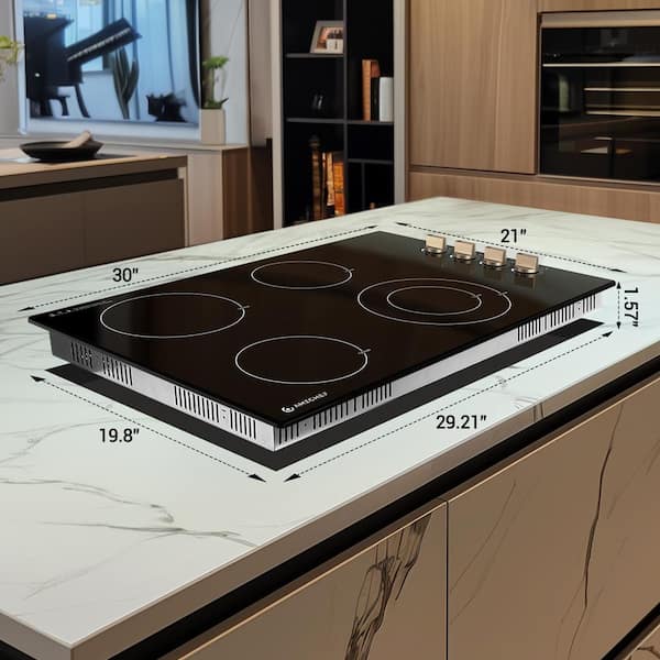 amzchef 30 in. 4 Elements Ceramic Electric Cooktop in Black