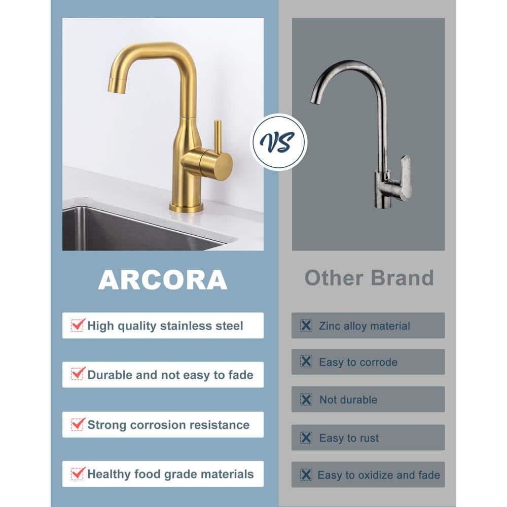 Brushed Gold Stainless Steel Single Handle Bar Faucet