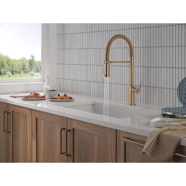 Delta Cordova Spring Spout Gold Champagne Bronze 21 in. H Pull