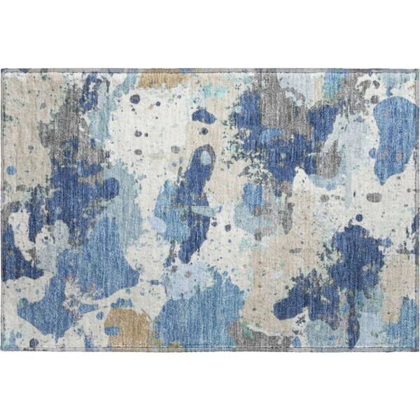 Mayfield Premium Machine Washable Abstract AMF2217 Denim 2 ft. x 3 ft. Accent Rug