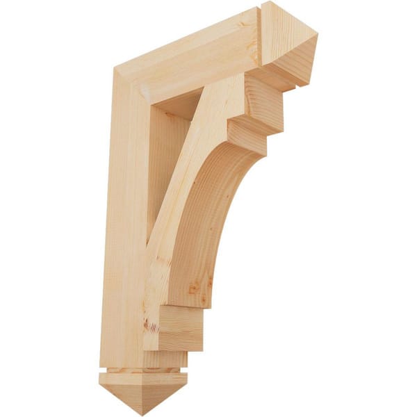 Ekena Millwork 5-1/2 in. x 36 in. x 24 in. Douglas Fir Merced Arts and Crafts Smooth Bracket