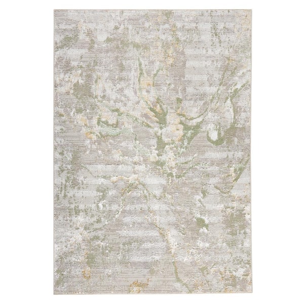 TOWN & COUNTRY LIVING Luxe Opaline Bold Marble Sage Green 5 ft. x 7 ft. Area Rug