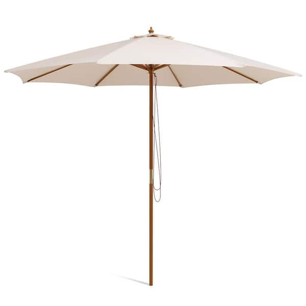 compact gemeenschap Op de grond Costway 10 ft. Wooden Outdoor Patio Table Umbrella in Beige with Pulley  Height Adjustable OP70866BE - The Home Depot
