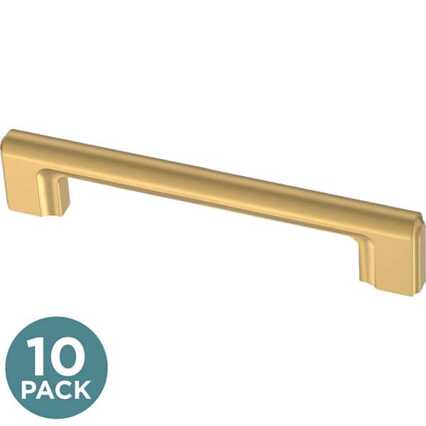 Liberty (10-Pack) Scalloped 5-1/16 in. (128 mm) Modern Brushed Gold Bar Cabinet Handle Drawer Pulls