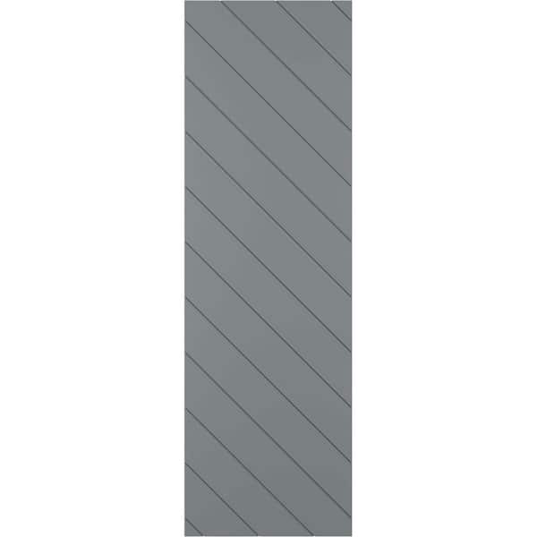 Ekena Millwork 15 in. W x 44 in. H True Fit PVC Diagonal Slat Modern Style Fixed Mount Board and Batten Shutters Ocean Swell