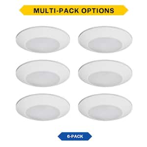 6 in Surface Mount Downlight Adjustable CCT IC Rated Dimmable Indoor Outdoor Integrated LED Recessed Trim 6-Pack