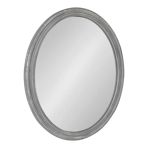 Kate and Laurel Mansell 36 in. x 24 in. Classic Oval Framed Gray Wall Accent Mirror