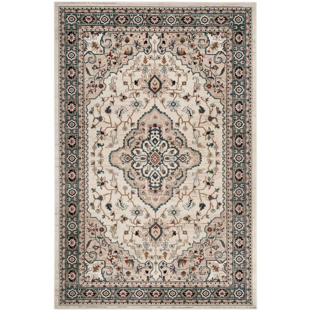 Gray and Cream 8' x 10' Synthetic Traditional Area Rug