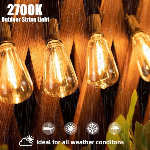 Bieuoram 25-Light 50 ft. Indoor/Outdoor Integrated LED Light w/E12