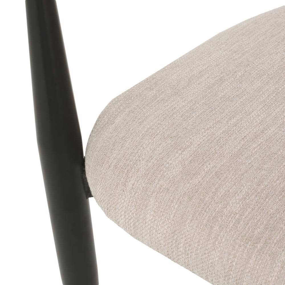 Beige and Black Upholstered Metal Dining Side Chairs, Set of 2