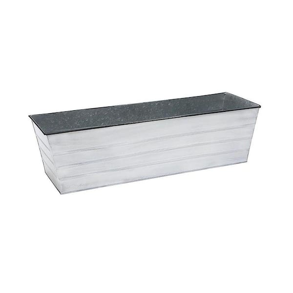 35 in. W x 11 in. D White Metal Wall Planter Window Flowerbox Planter
