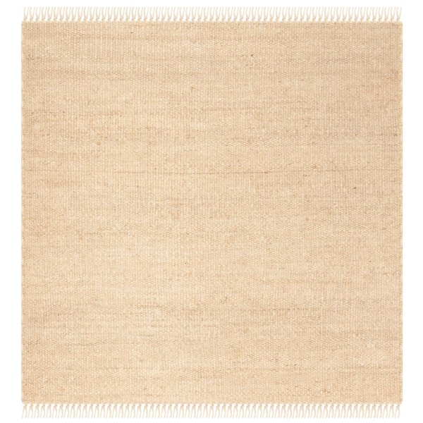 SAFAVIEH Natural Fiber Ivory 4 ft. x 4 ft. Gradient Solid Color Square Area Rug
