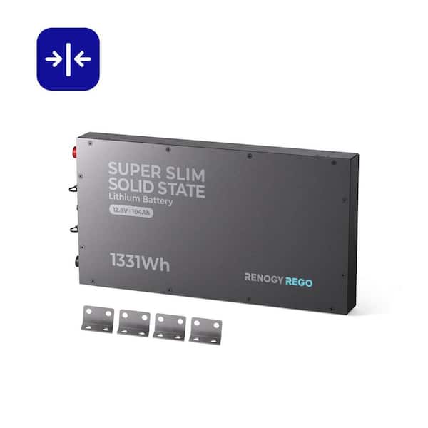 12. 8V 104Ah Slimline Solid State LiFePO4 100Ah Lithium Battery, IP67 Waterproof, Low-Temp Charging, App Monitoring
