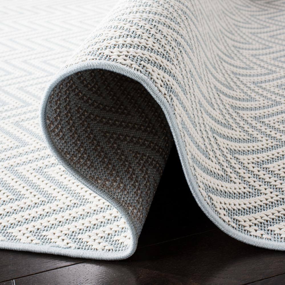 Blue Geometric Flat Woven Rectangular Washable Rug