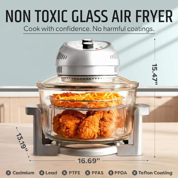 GRANITESTONE 16 Qt. Silver Oil-less Air Fryer with Built-In Timer