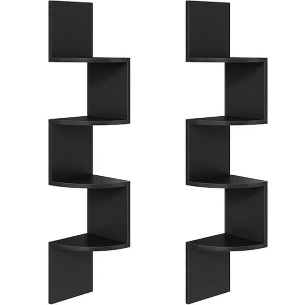 Unbranded 7.9 in. W x 7.9 in. D Black Wood Floating Shelves for Wall Decor 2 Decorative Wall Shelf