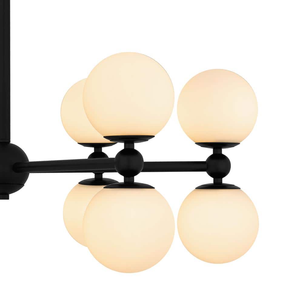 Elser Matte Black 12-Light Chandelier with Opal Glass Shades