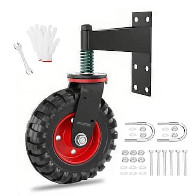 6 in. Red Galvanized Steel Spring Loaded Swivel Gate Caster Wheel Rubber Tire 550 lb. Load Rating
