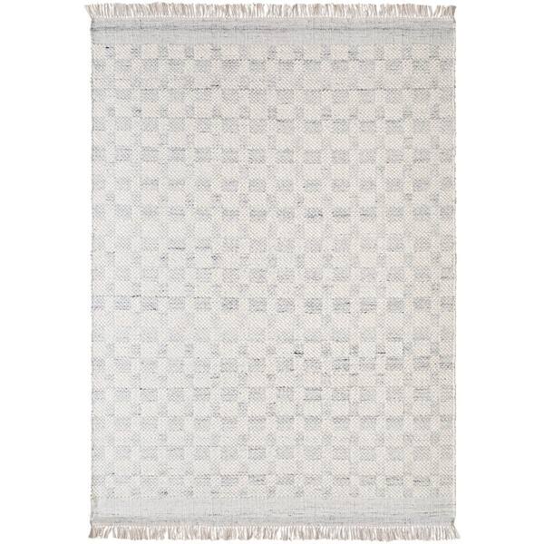 Livabliss Mardin Light Blue Checkered 9 ft. x 12 ft. Indoor Area Rug