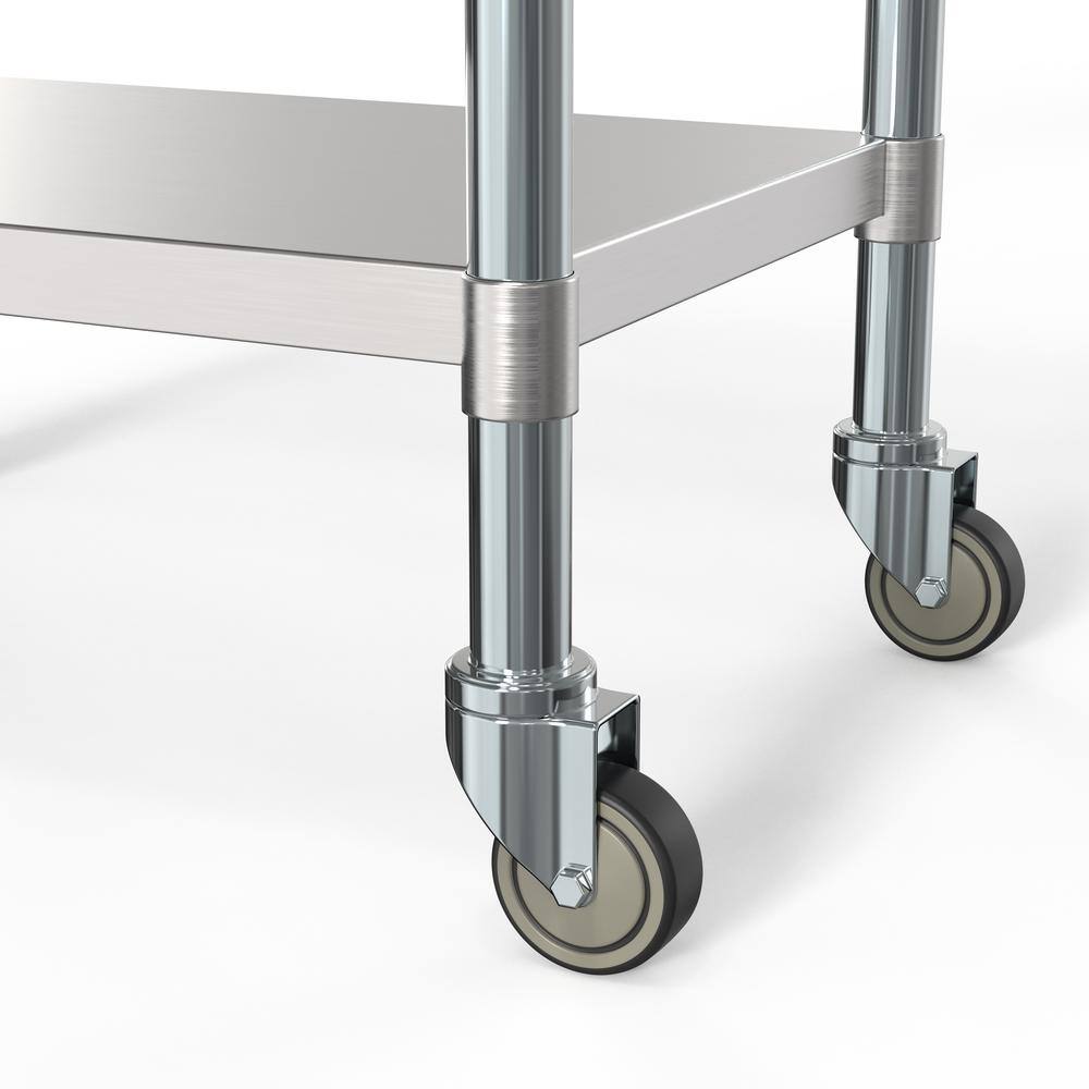 36" Stainless Steel Height-Adjustable Workbench with Wheels