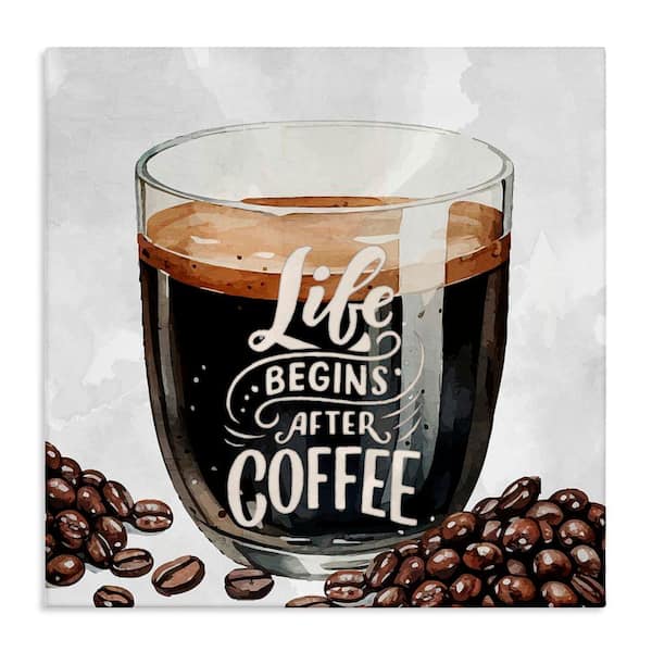 Life Begins After Coffee by Kim Allen Unframed Food Graphic Art Print 17 in. x 3 in.