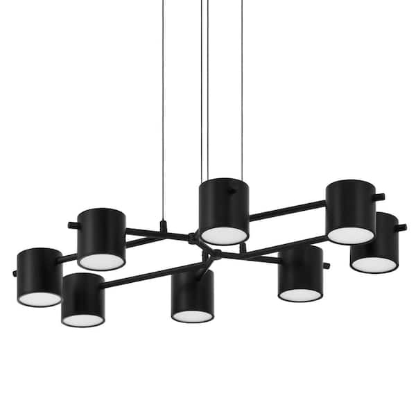 Turrill 40-Watt 8-Light Matte Black Integrated LED Candlestick Chandelier