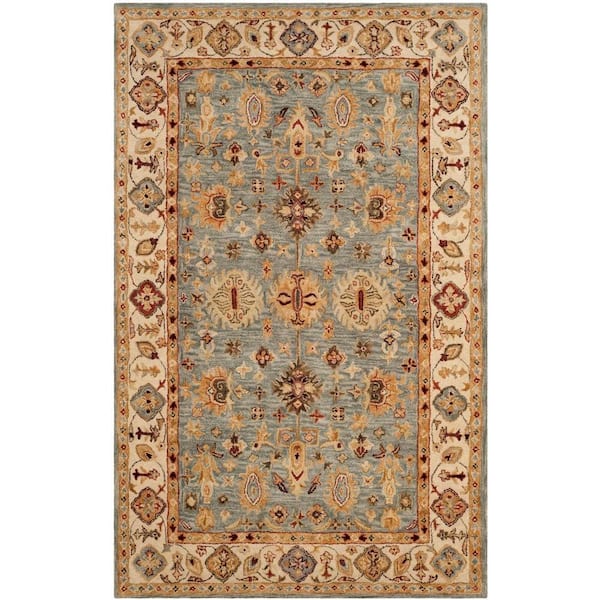 SAFAVIEH Antiquity Blue/Ivory 4 ft. x 6 ft. Border Area Rug