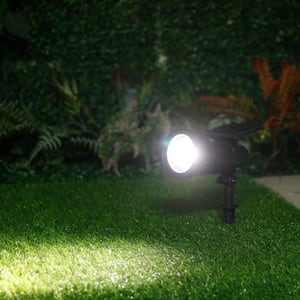 Solar 3.7-Volt Black LED Spotlight with Multi-Function Flashlight (2-Pack)