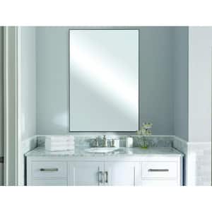 26 in. W x 38 in. H Rectangular Studio Float Mount Framed Wall Bathroom Vanity Mirror in Black