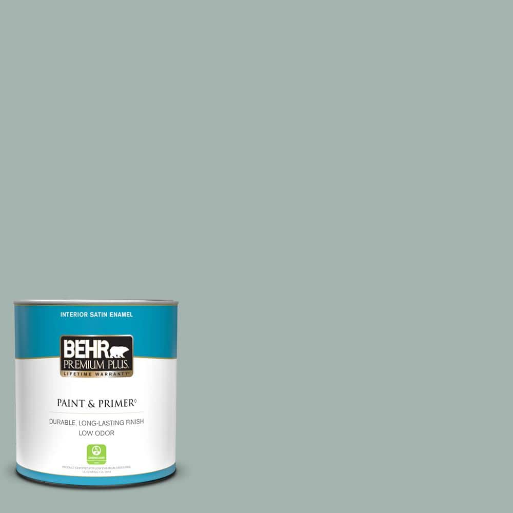 BEHR PREMIUM PLUS 1 qt. #PPU12-09 Frozen Pond Satin Enamel Low Odor ...