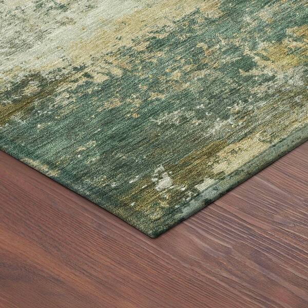 Chantille Machine Washable Indoor/Outdoor Abstract ACN2368 Fern 8 ft. x 8 ft. Round Rug