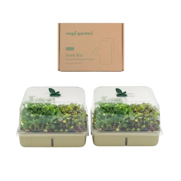 4-Trays Self-Watering Microgreens Growing Kit with 20-Capillary Grow Mats and Humidity Domes Sage Green